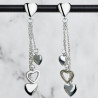 Boucles d'oreilles argentées trio de coeurs Argent 925