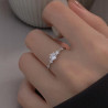 Bague ajustable argenté strass minimaliste Plaqué or blanc