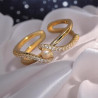 Bague ajustable doré strass et perle blanche Plaqué or