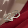 Bague ajustable argenté strass et perle blanche Plaqué or blanc