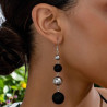 Boucles d'oreilles perles noires et argentées