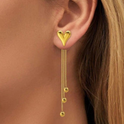 Boucles d'oreilles dorées cœurs et franges