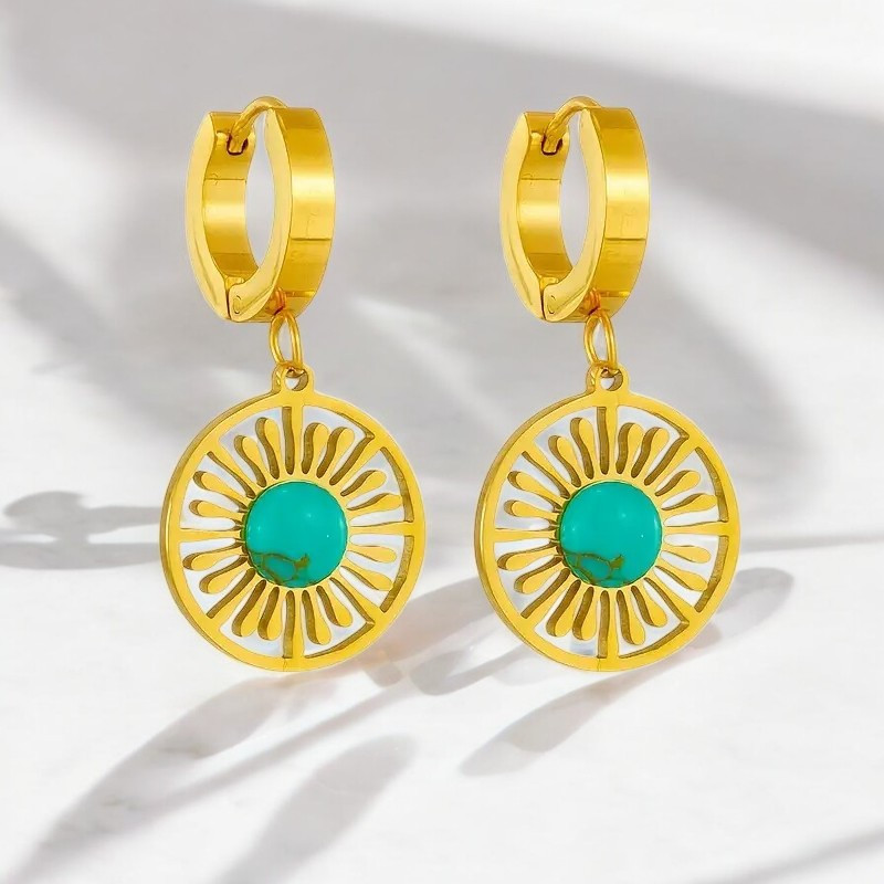 Boucles d'oreilles dorées soleil d'azur Acier