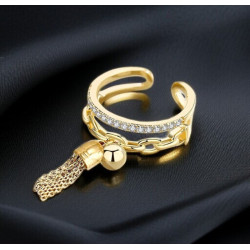 Bague ajustable dorée avec franges