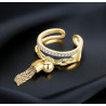 Bague ajustable dorée avec franges