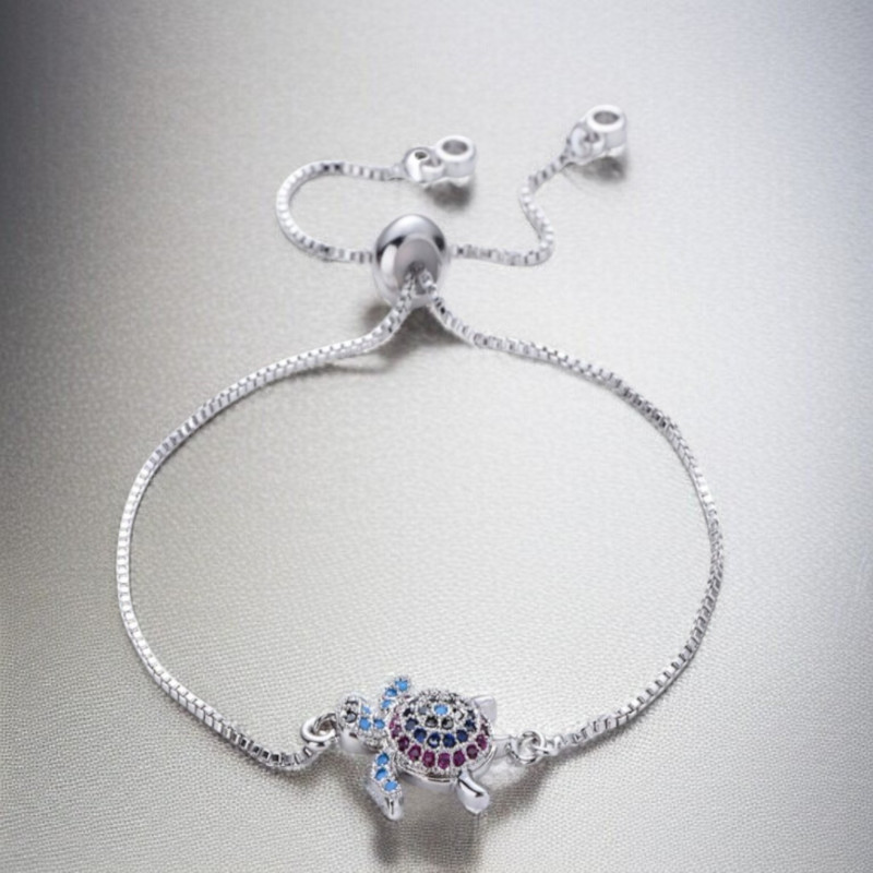 Bracelet coulissant argenté tortue Plaqué or blanc