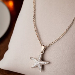 Collier argenté étoile de mer Plaqué or blanc
