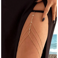 Chaîne de cuisse dorée avec perles