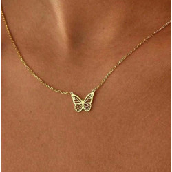 Collier doré papillon ajouré Acier
