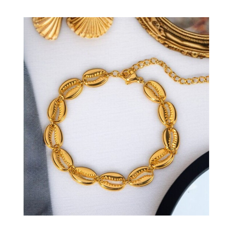 Bracelet doré coquillage Acier