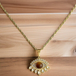 Collier doré oeil de tigre Plaqué or