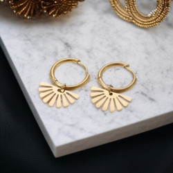 Boucles d'oreilles éventail doré Acier