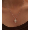 Collier argenté fleur hibiscus Acier