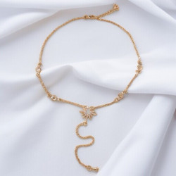 Collier plongeant doré soleil et goutte