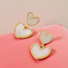 Boucles d'oreilles coeur blanc nacré Acier