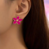 Clous d'oreilles fleur rose fuchsia