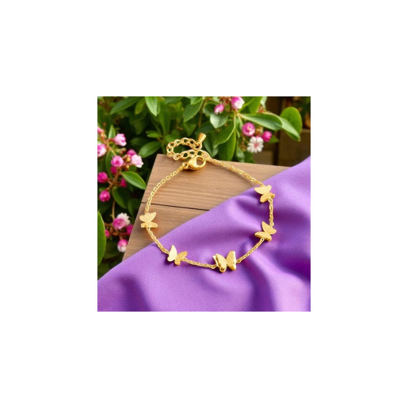 Bracelet doré papillons en relief Acier
