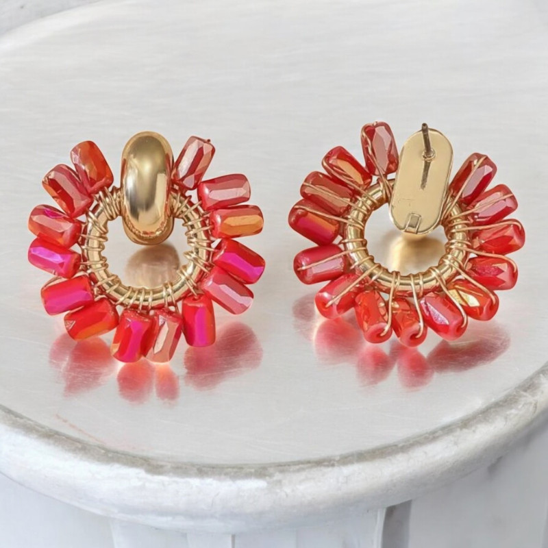 Clous d'oreilles perles roses Acier