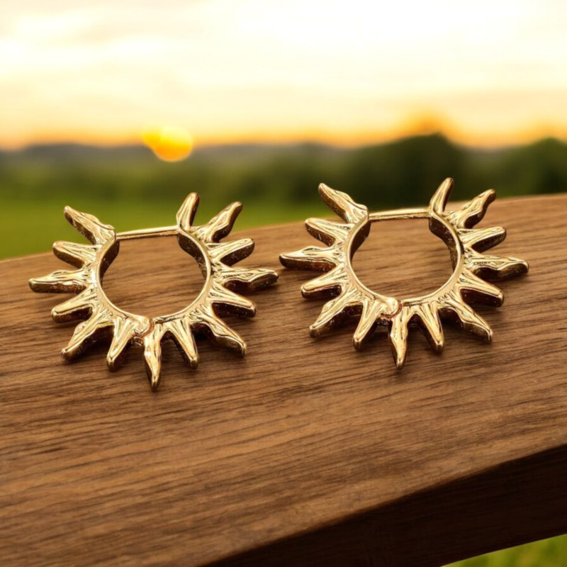 Clous d'oreilles soleil doré Plaqué or