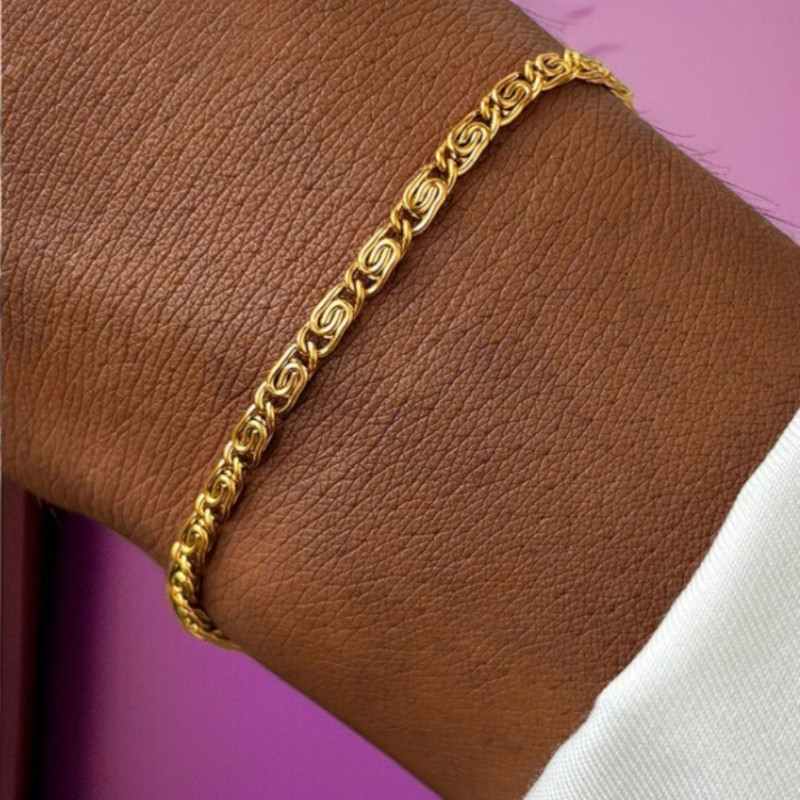 Bracelet doré mailles trombones Acier