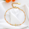 Bracelet croix doré et orange Acier