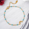 Bracelet doré et bleu ciel lune Acier