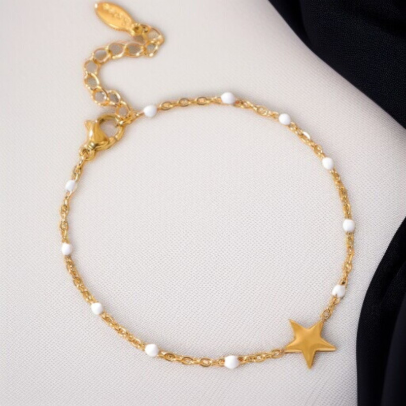 Bracelet doré et blanc étoile Acier