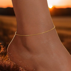 Chaîne de cheville dorée fine et minimaliste Acier