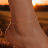 Chaîne de cheville dorée fine et minimaliste Acier