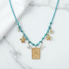 Collier tressé bleu clair tortue et étoile de mer