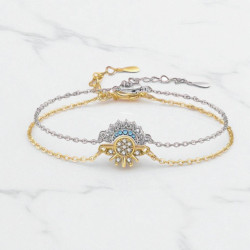 Ensemble deux bracelets soleil et lune doré et argenté