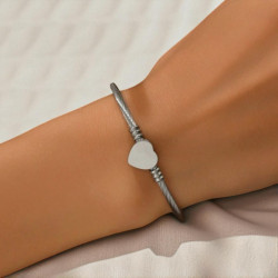 Bracelet jonc coeur argenté Acier