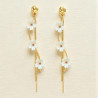 Boucles d'oreilles fleurs blanches torsadées Acier