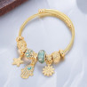 Bracelet charms doré main avec œil bleu azur Acier