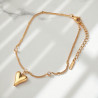 Chaîne de cheville dorée coeur plein et strass Acier