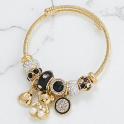 Bracelet charms doré ourson noir Acier