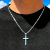 Chaîne mailles 3mm argentées homme avec croix Acier