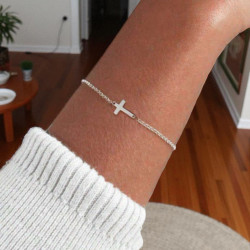 Bracelet argenté croix Acier