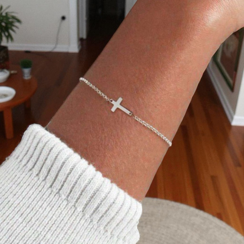 Bracelet argenté croix Acier