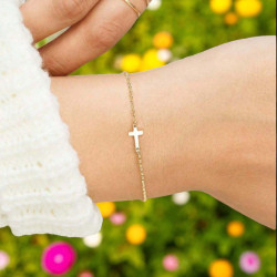 Bracelet doré croix Acier