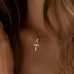 Collier doré croix égyptienne Acier
