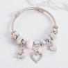 Bracelet argenté charms coeur et cygne blanc Acier
