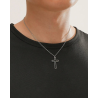 Collier argenté homme avec croix ajourée Acier