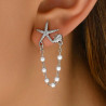 Boucles d'oreilles argentées avec coquillages et perles blanches