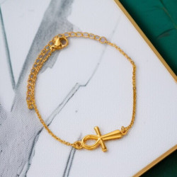 Bracelet doré croix égyptienne Acier