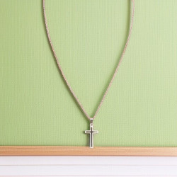 Collier argenté croix ajourée Acier
