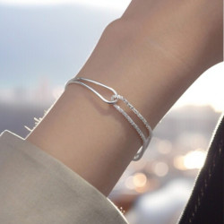 Bracelet argenté asymétrique demi-chaîne Argent 925