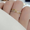 Bague ajustable doré noeud en coeur Plaqué or