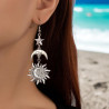 Boucles d'oreilles argentées étoile, soleil et lune