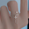 Bague ajustable argenté étoiles et chaînette Plaqué or blanc